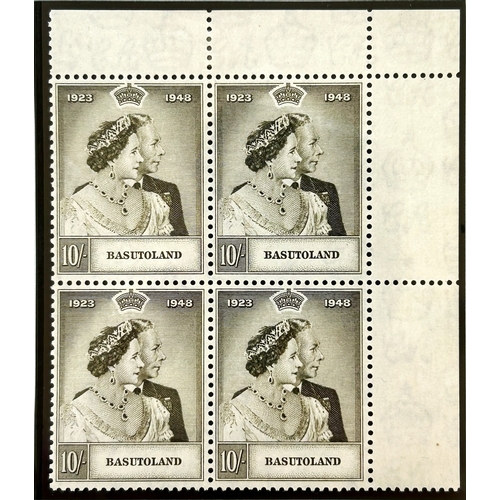 259 - Basutoland 1948 Wedding 10/- u/m corner block of 4 SG 37. (4) (S)