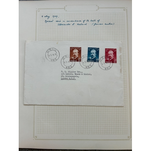 Norway - Untidy lot from 1855 4 SK (3 Margins) 1914 Cent blocks of 4 M ...