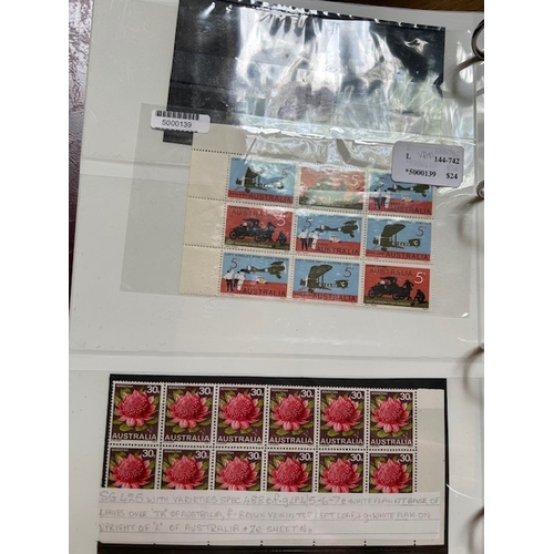 117 - Australia stock-cards in binder with Cinderellas, Oddities, Varieties, Occupation of Japan Stamps, m... 
