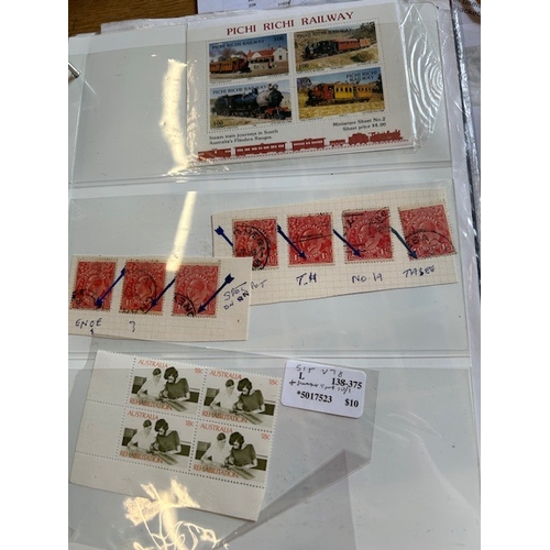 117 - Australia stock-cards in binder with Cinderellas, Oddities, Varieties, Occupation of Japan Stamps, m... 