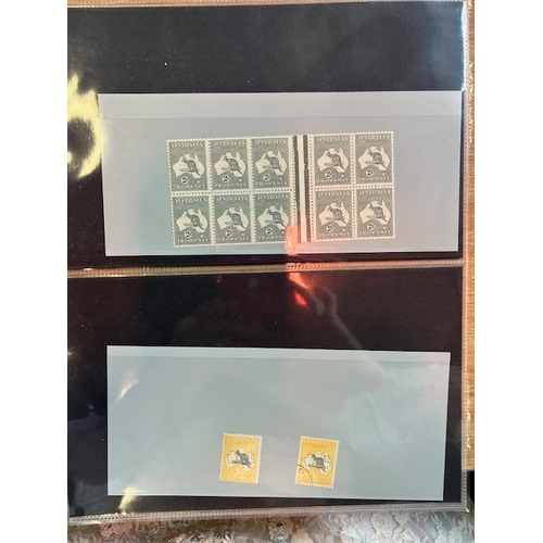 135 - Australia better Roos include SG 35a block of 10, u/m slight toning, but beautiful. Cats 700 SG 24, ... 