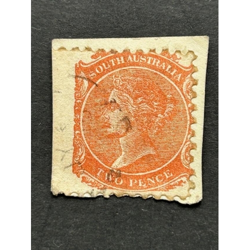 129 - Australian States: South Australia 1876-1904 2d SG 168 (?) on piece, wide Margin on left, presumably... 