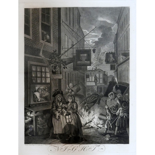 5 - A set of four original 19th century Hogarth engravings, the four times of day, morning, noon, evenin... 