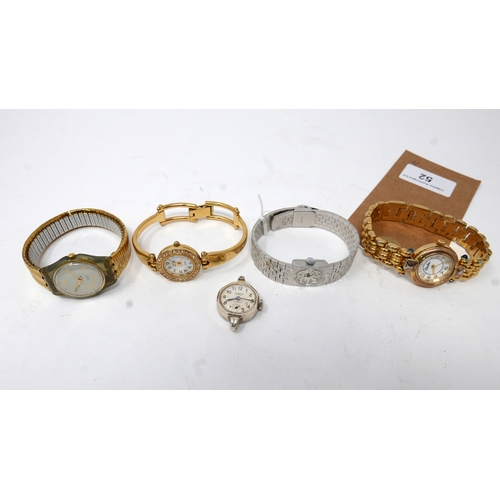 52 - Collection of gilt/white metal vintage wristwatches: Anne Klein, Carolee, Swatch, Ingersol and Cheva... 
