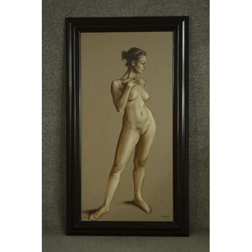 472 - Paul S. Brown (American, b. 1967), a standing female nude oil on canvas, study for Candour, signed l... 