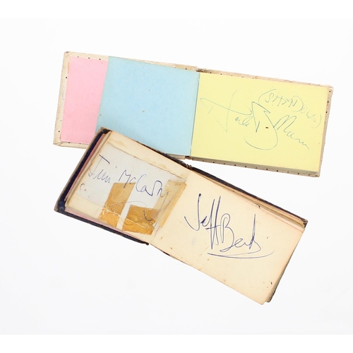 619 - Two small autograph albums from the 1960s, including signatures from members of The Yardbirds, The P... 