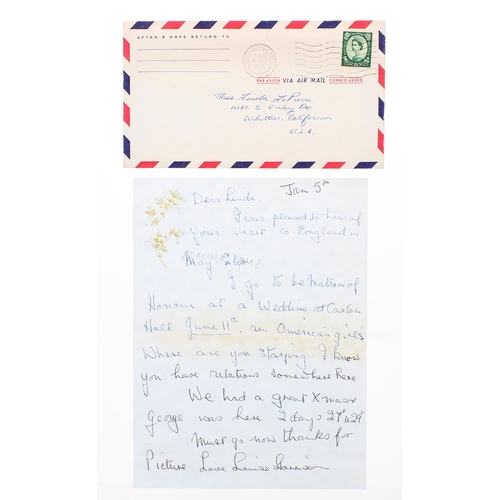 693 - George Harrison interest - hand written letter by Louise Harrison to a fan based in California, USA,... 