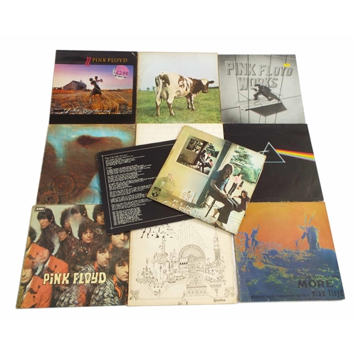 712 - Pink Floyd - eleven vinyl LP records including Wall - More, Obscured by Clouds, Ummagumma etc, overa... 