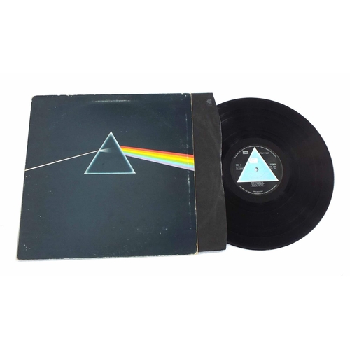 713 - Pink Floyd - Dark Side of the Moon vinyl LP record, light blue triangle labels, cover VG, vinyl VG+