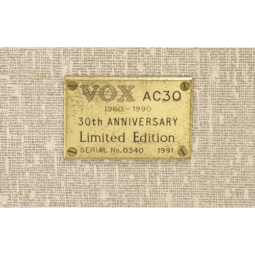 751 - 1991 Vox AC30 Top Boost 30th Anniversary Limited Edition guitar amplifier, made in England, ser. no.... 