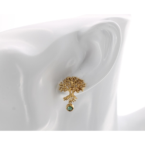 100 - Árvore (Russia) pair of 18k gem set 'Tree of Life' design earrings with matching pendant, 7.8gm (2) ... 