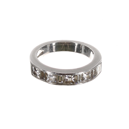 152 - Boodle & Dunthorne platinum princess and baguette-cut half hoop eternity ring, 0.95ct approx, clarit... 