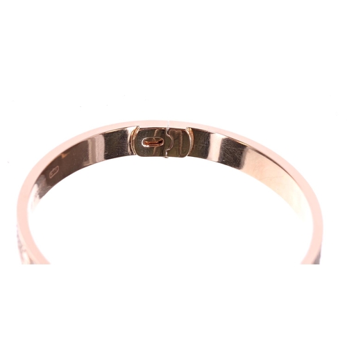 158 - Cartier 18ct rose gold diamond paved 'Love' bangle, size 19, set with 204 round brilliant-cut dimaon... 