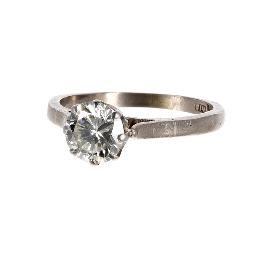 178 - Good platinum solitaire diamond ring, round brilliant-cut, 1.00ct approx, clarity SI, colour I-J, 3.... 