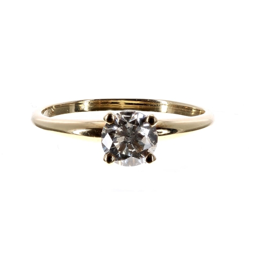 63 - 18ct round brilliant-cut solitaire diamond ring, 0.85ct approx, clarity SI2-I11, colour F/G, 6mm, 3g... 