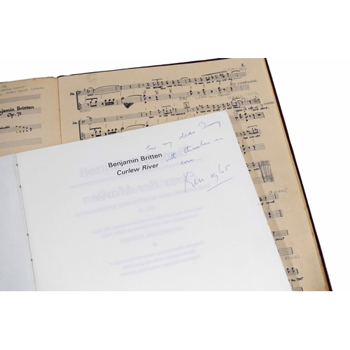 1528 - Benjamin Britten - A signed score of Curlew River, 1965, with a hand written dedication to Jimmy Bla... 