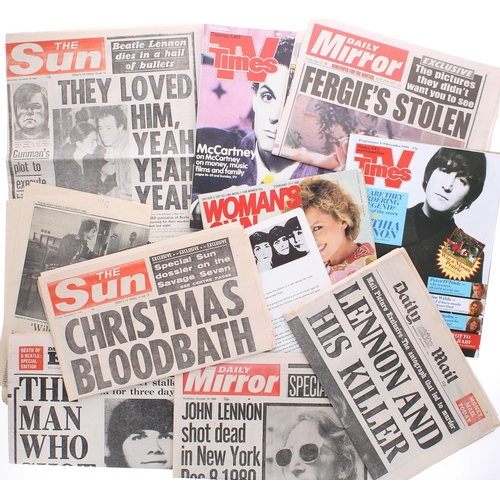 607 - John Lennon and The Beatles - large quantity of newspapers from the time that John Lennon was murder... 