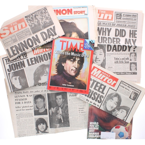 607 - John Lennon and The Beatles - large quantity of newspapers from the time that John Lennon was murder... 