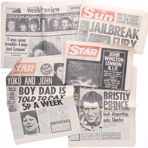 607 - John Lennon and The Beatles - large quantity of newspapers from the time that John Lennon was murder... 