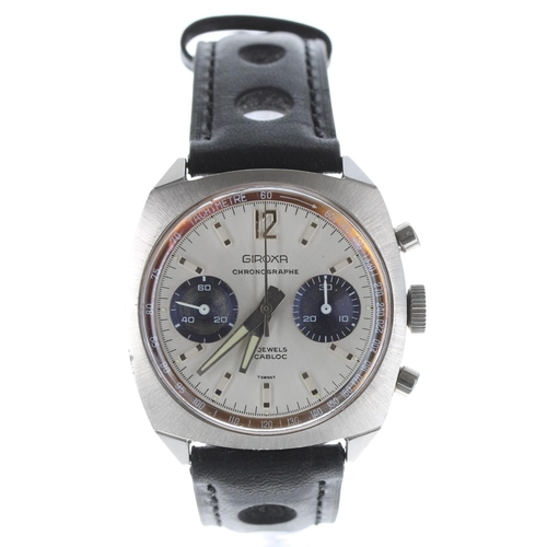 167 - Giroxa chronograph stainless steel gentleman's wristwatch, no. 1206-2240, circular silvered 'panda' ... 
