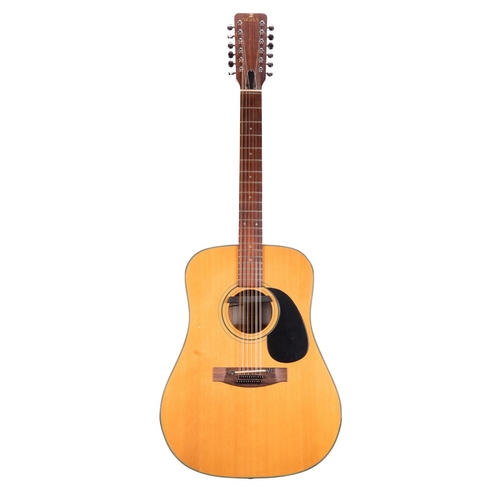 56 - Sigma for Martin DM12-5 twelve string acoustic guitar, made in Japan, ser. no. 74xxxx35; Back and si... 