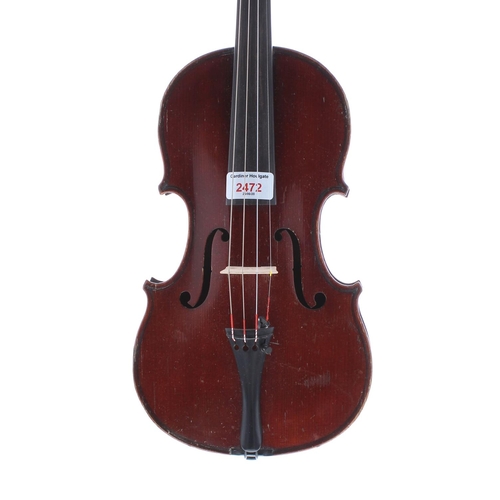 2472 - French three-quarter size violin branded Nicolas Duchene, á la Ville de Padoue, 13 1/16