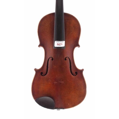 2475 - Early 20th century German violin, 14 1/16