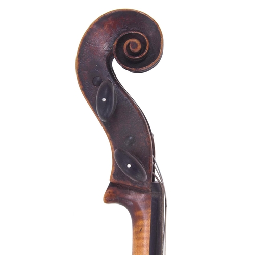 2508 - Very interesting mid 18th century violoncello of the Fussen School, bearing the Hill number R820 sta... 