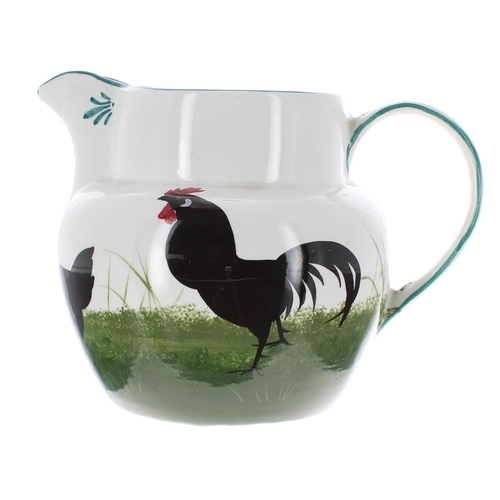 324 - Wemyss cockerel pattern jug, painted inscription 'Wemyss' to the underside, 5.5