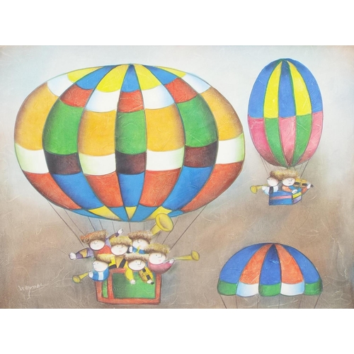 787 - Joyce Roybal (born 1955) - The Balloon Ride, signed, also inscribed with the artist's name and the w... 