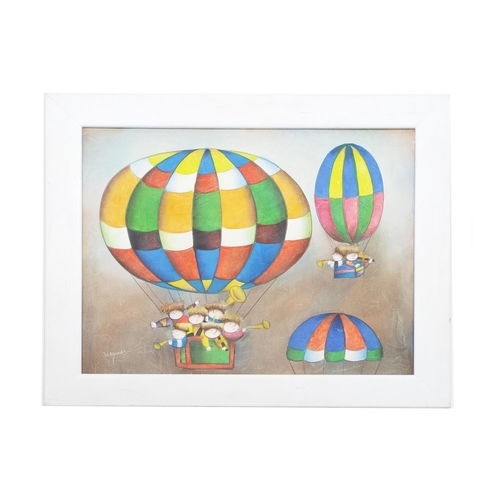 787 - Joyce Roybal (born 1955) - The Balloon Ride, signed, also inscribed with the artist's name and the w... 