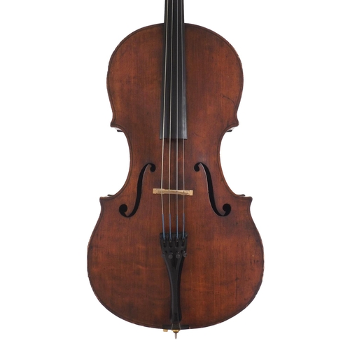 2512 - Interesting 19th century violoncello labelled Gustave Mavard, Brussels 1889, the two piece back of f... 