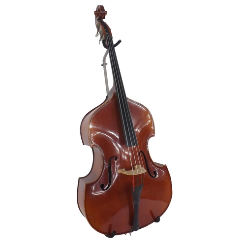 2514 - Contemporary Rhegin quarter size double bass, total length of back 35 1/2