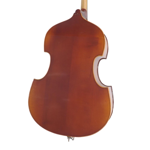 2514 - Contemporary Rhegin quarter size double bass, total length of back 35 1/2