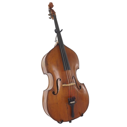 2516 - Late 19th century Mittenwald double bass, length of back 44 1/2