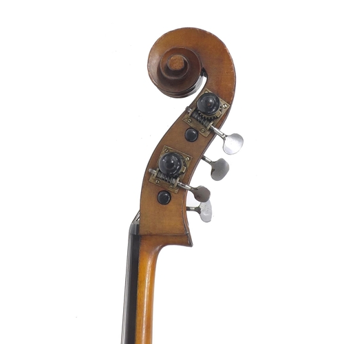 2517 - Good 19th century German double bass, length of back 44