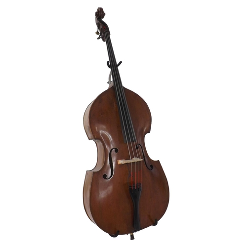 2519 - Good 19th century French swell-back double bass, back length 43 1/2