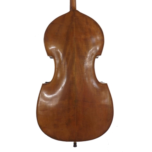 2519 - Good 19th century French swell-back double bass, back length 43 1/2