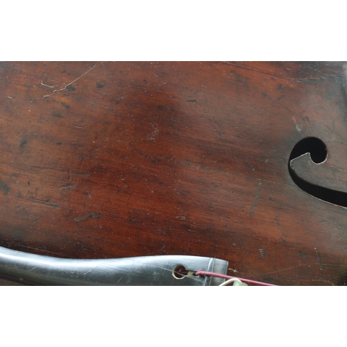 2520 - Very interesting 18th century double bass, unlabelled, the two piece back of faint medium curl with ... 