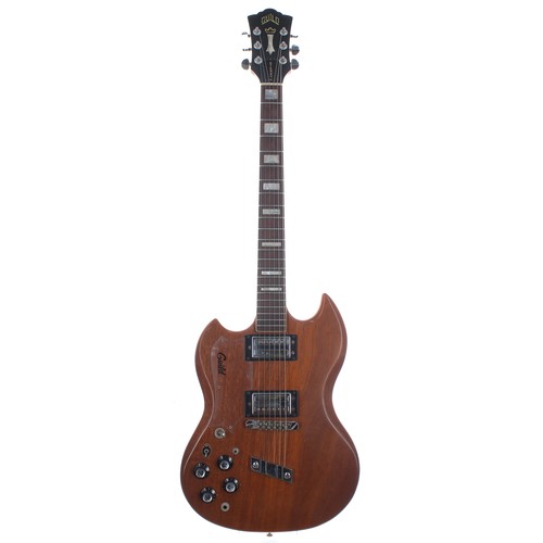 436 - 1974 Guild S100 Deluxe Stereo left handed electric guitar, made in USA; Finish: walnut, minor dings,... 