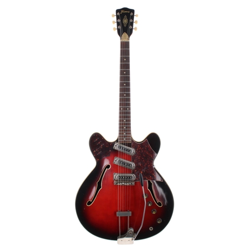 79 - 1964 Framus Fret Jet hollow body electric guitar, made in Germany, ser. no. 2xxx6; Finish: red burst... 