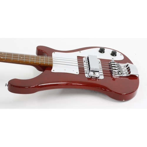 67 - 1974 Rickenbacker 4000 bass guitar, made in USA, ser. no. Nxxxx0; Finish: burgundy glow, blemishes t... 