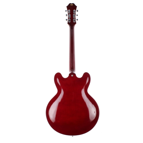 117 - 2001 Epiphone Casino CL hollow body electric guitar, made in Korea, ser. no. R01xxxx8; Finish: red, ... 