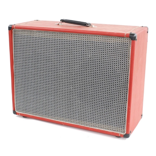 668 - Home made 2 x 12 red tolex guitar amplifier speaker cabinet, enclosing a pair of Celestion K12H-100 ... 