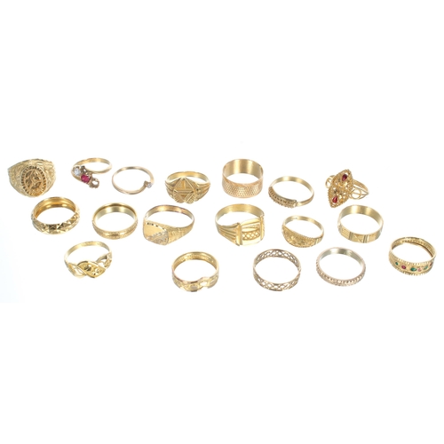 84 - Eighteen assorted high grade yellow metal rings, 58.8gm (140186-4-A)