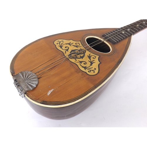 1214 - Twelve string bowl back mandriola, unlabelled, case