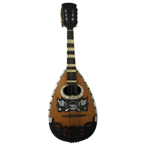 1266 - Good Neapolitan mandolin, with rosewood bowl and mother of pearl banded spruce table and sound hole,... 