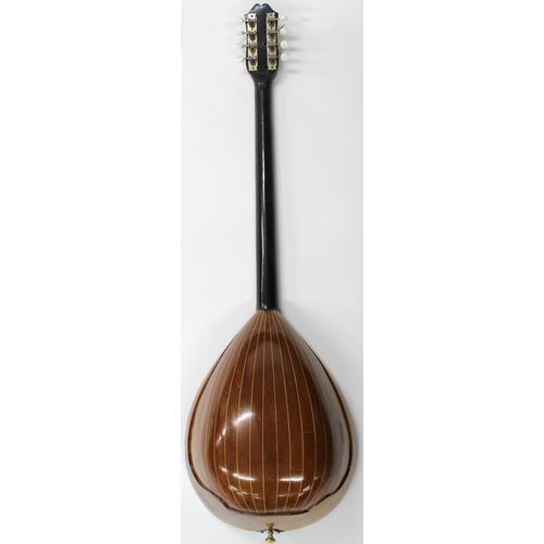 1273 - Greek bouzouki circa 1970, with segmented bowl back, spruce table and faux marble scratchplate, with... 