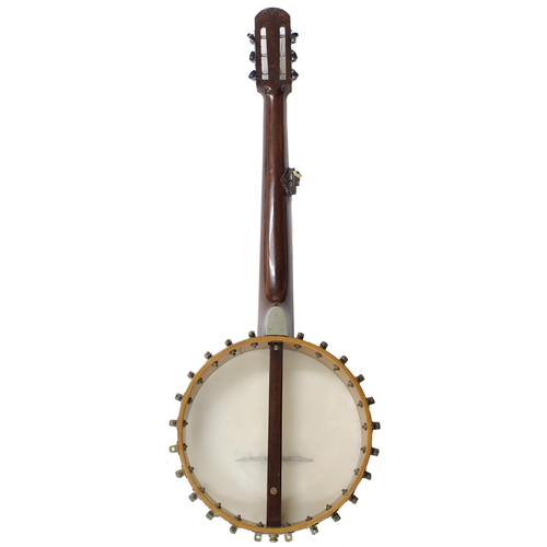 1282 - Fine and possibly unique seven string fretless banjo, unnamed, with very finely engraved silver plat... 