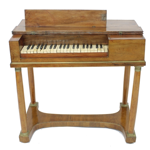 1288 - Small square piano, German or Austrian, circa 1825, the mahogany case in Biedermeier style, with bra... 